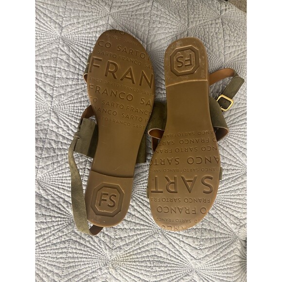 Franco Sarto Gia Strappy Suede Leather Slingback Sandals Greeb Size 10 EUC - Picture 4 of 5
